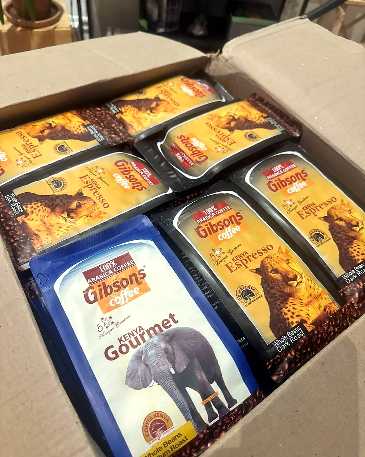 A colourful selection of Gibsons Gourmet and Espresso coffee