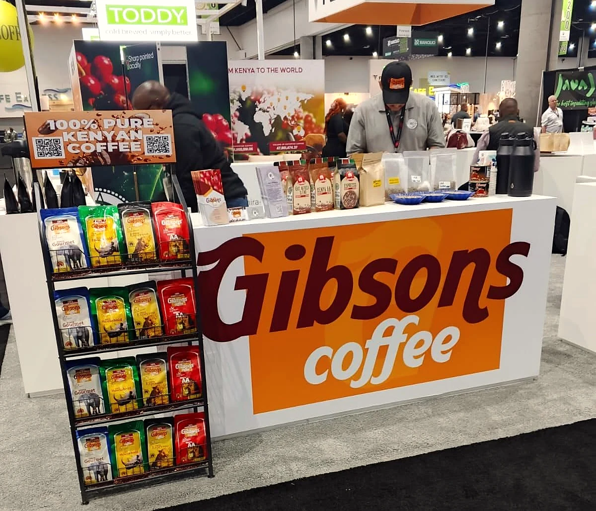 Gibsons Coffee display at the Kenyan exhibition booth