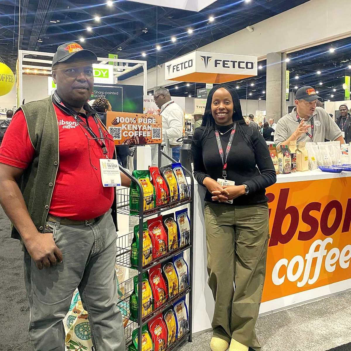 The Gibsons team sharing Kenyan coffee at an exhibition