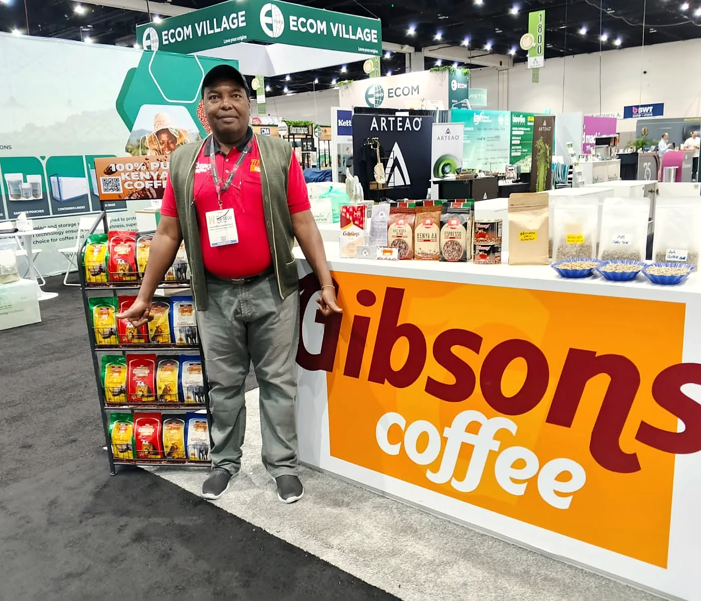 Mathew Mugo at the Gibsons Coffee exhibition booth