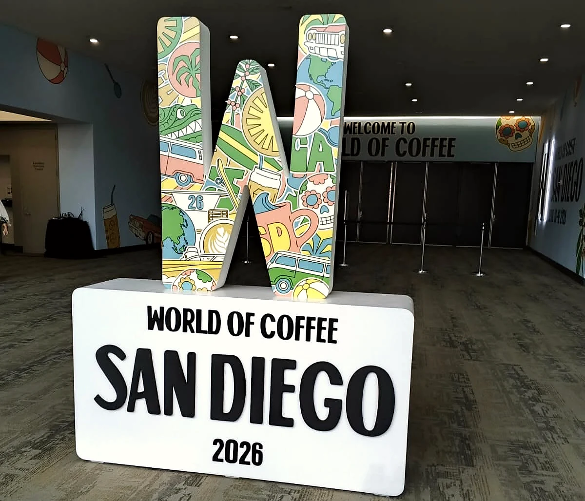 World of Coffee San Diego 2026 event signage